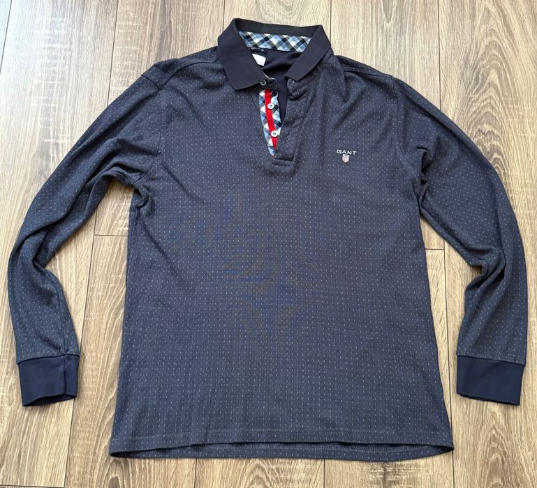 Gant Bluza polo męska z długim rękawem, r. XL, 100% bawełna
