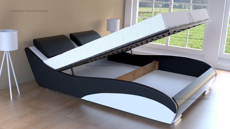 Łóżko z pojemnikiem i materacem Premium 200x200