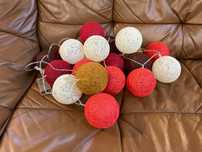 Lampki Cotton balls, girlanda 20 lampek, kulki 8 cm