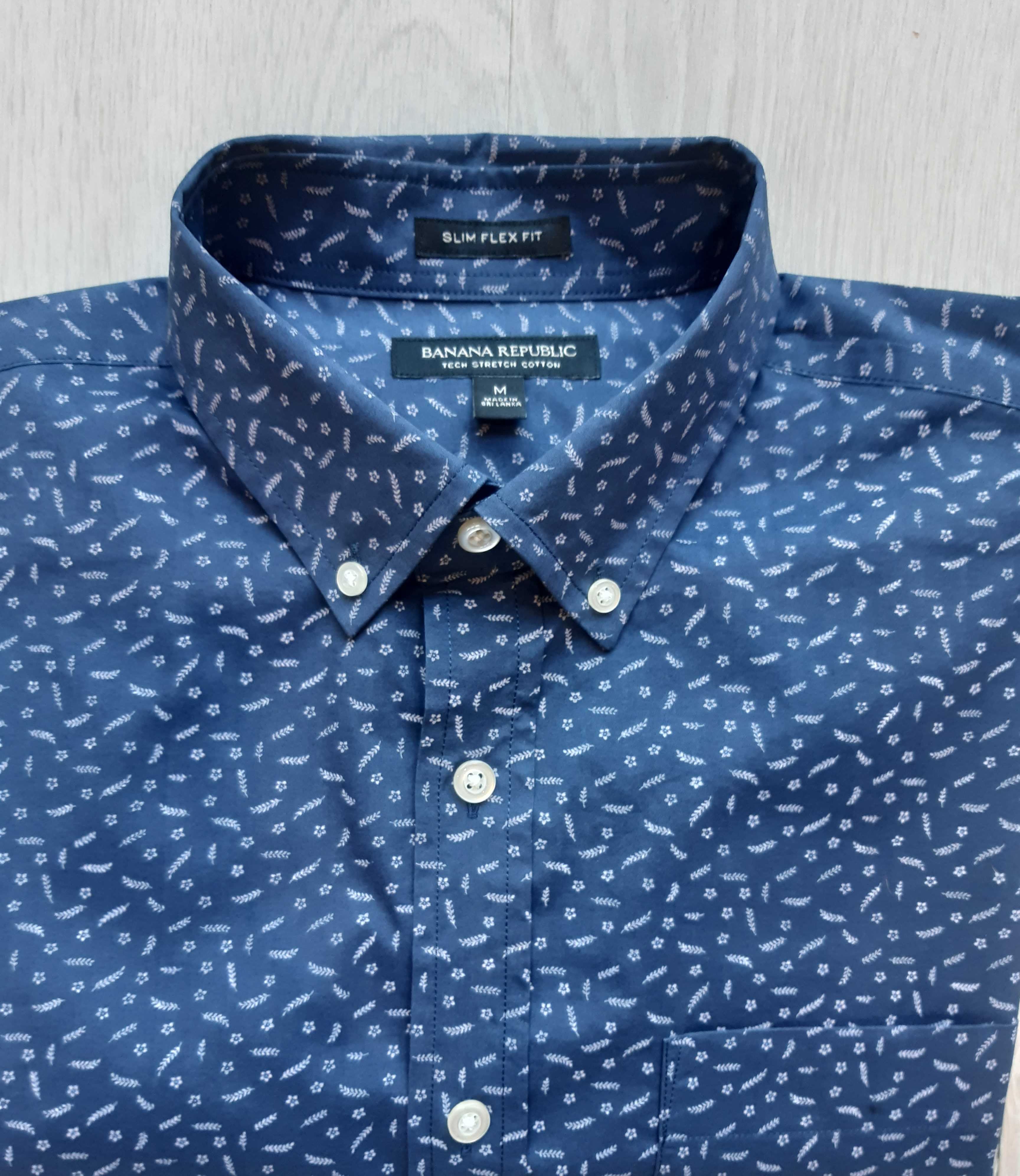 Granatowa koszula slim flex fit Banana Republic, rozm. M, długi rękaw
