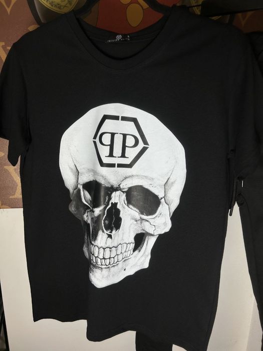 PHILIPP PLEIN 2025 Мужской весенний костюм черный комплект футболка