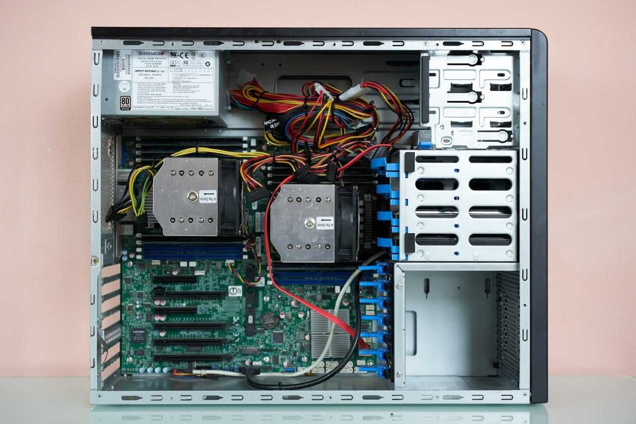 Сервер supermicro, двухпроцессорная серверная башня, двухпроцессорный