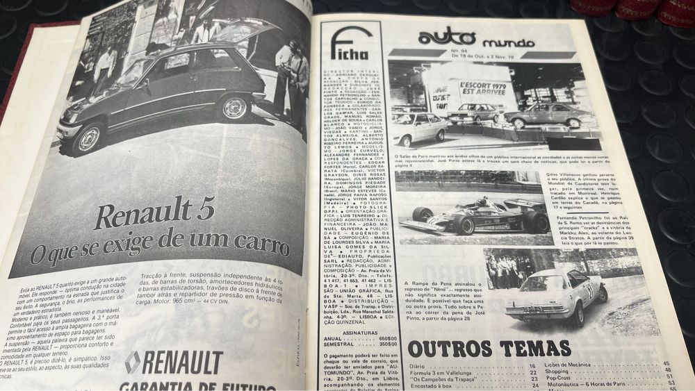 Revistas Automóveis Auto Mundo 5 volumes de 1979 a 1985