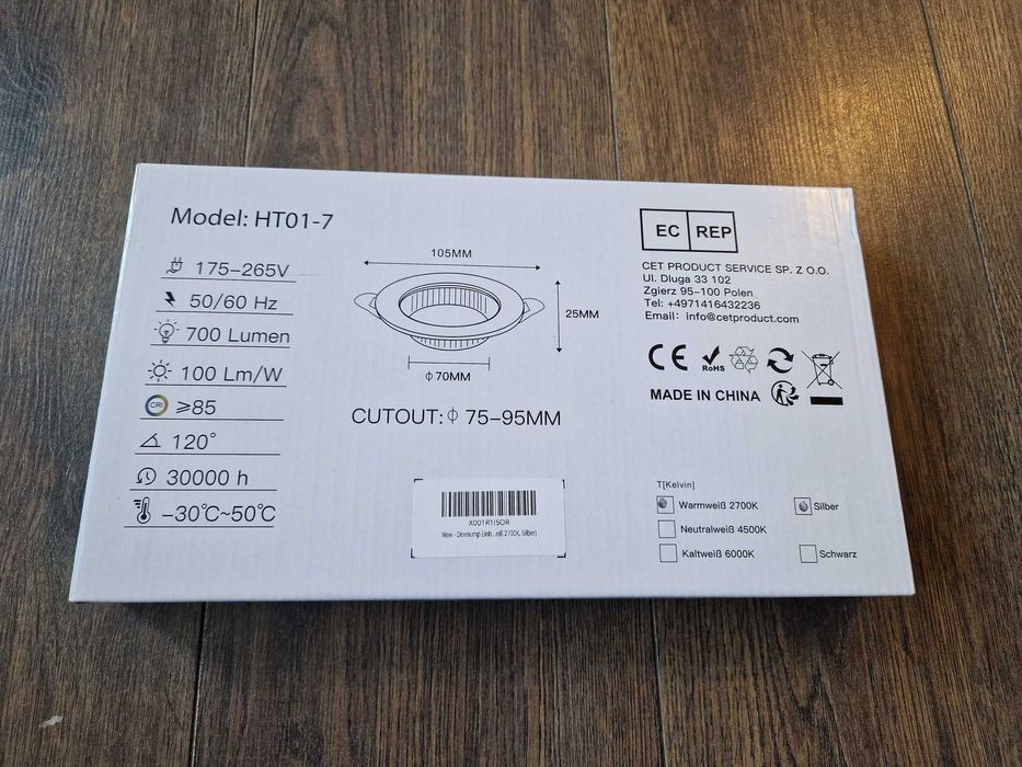 Dexnump zestaw 6 reflektorów LED 7W IP44 do łazienki i kuchni