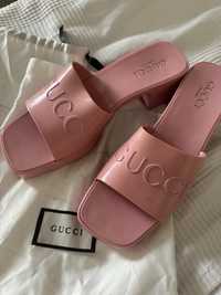 Rezerwacja!! Gucci rubber sandals gumowe klapki na obcasie 39