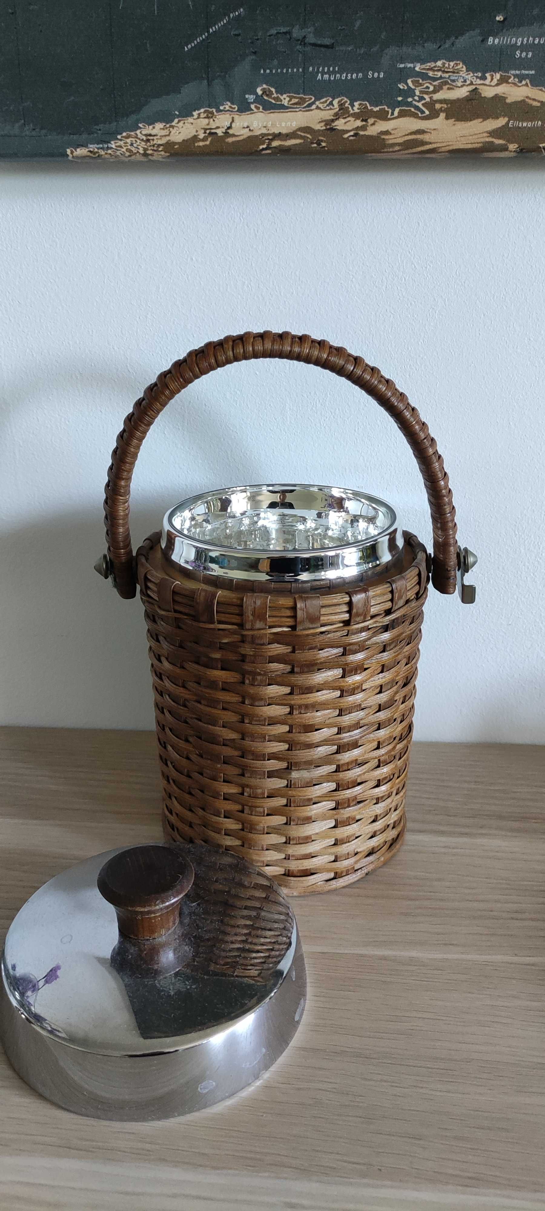 Pojemnik na lody, pojemnik na lód, wiaderko na lody, vintage, wiklina