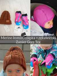 Merino czapka strojmisie komin joha rękawiczki Zanier używane Gore Tex