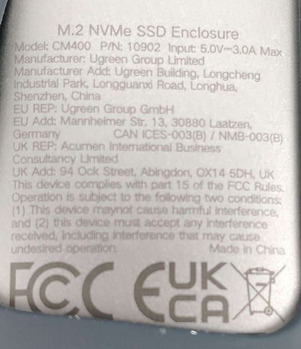 UGREEN M.2 NVMe Obudowa na Dysk USB 3.1 SSD 10 Gb/s