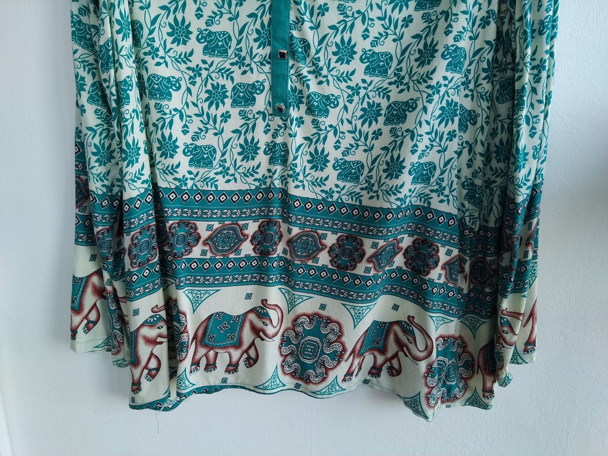 Blusa / Túnica verde estilo étnico - Tamanho XL