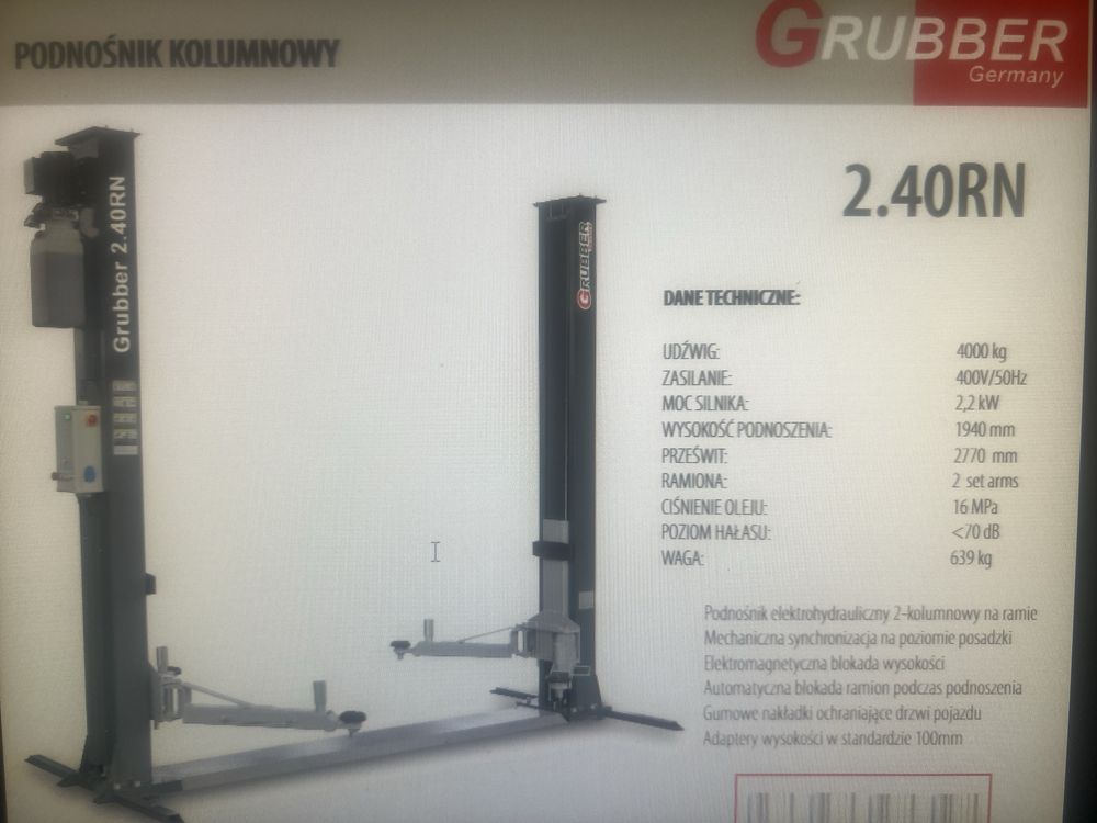 Podnośnik dwukolumnowy kolumnowy 4 t pro ex