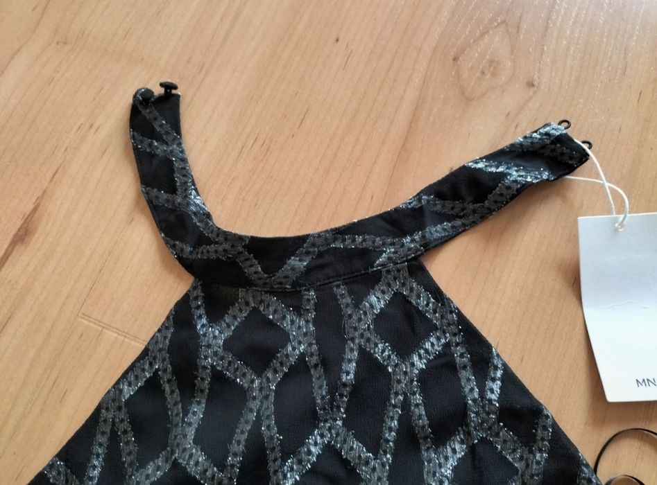 Vestido de festa preto e prateado Mango