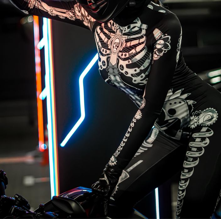 Комбінезон скелет хуллоувін S карнавальний жіночий