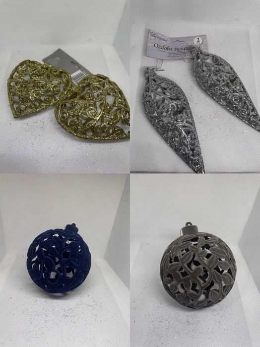 Zestaw 4 bombek ozdób świątecznych zawieszek hit świąt wyprzedaż