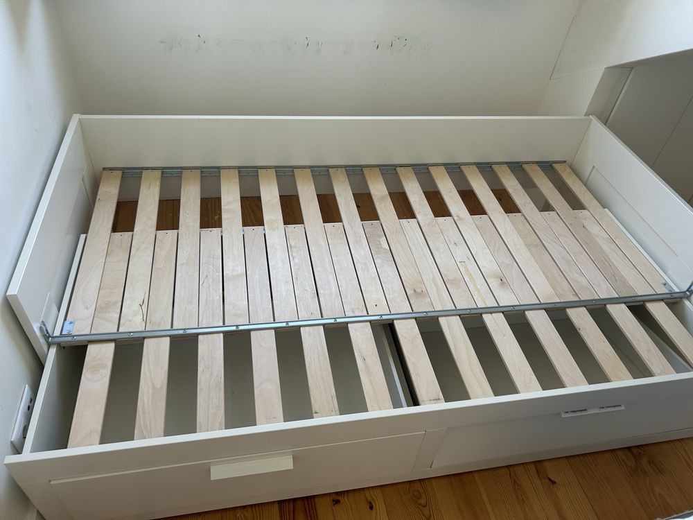 Cama brimmes extensivel ikea solteiro e 2 colchoes