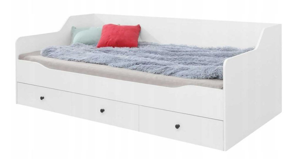 łóżko białe pojedyncze młodzieżowe Bergen 13 90x200 Biel Klasyczne