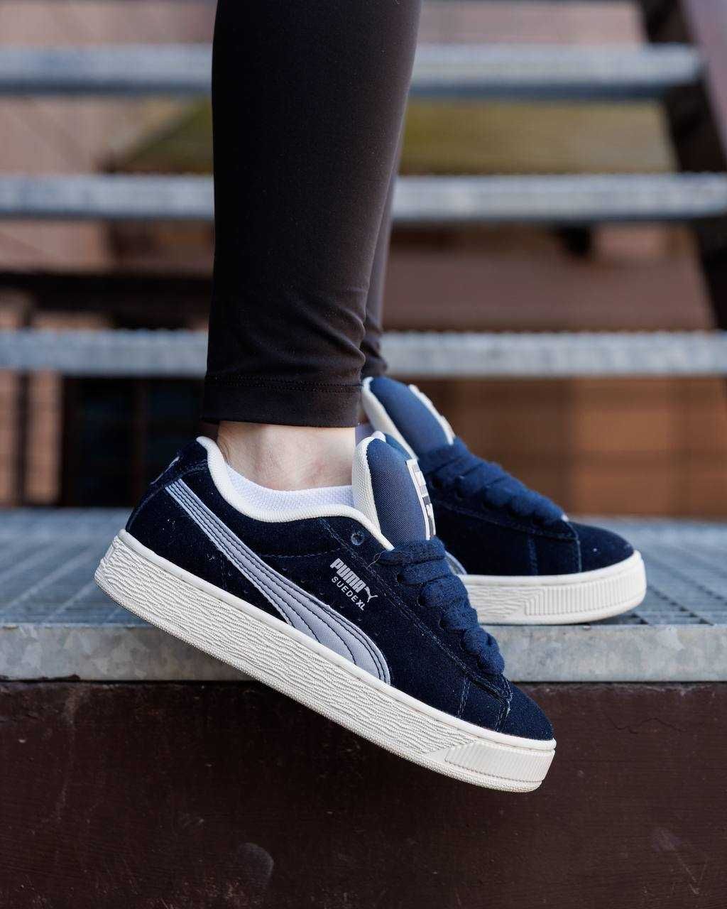 Жіночі кросівки Puma Suede XL синій з білим PM031 ЯКІСТЬ