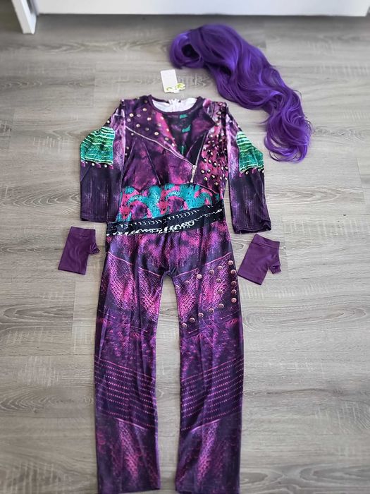 Kostium Mal (Descendants) dla dziewczynki – sukienka + peruka