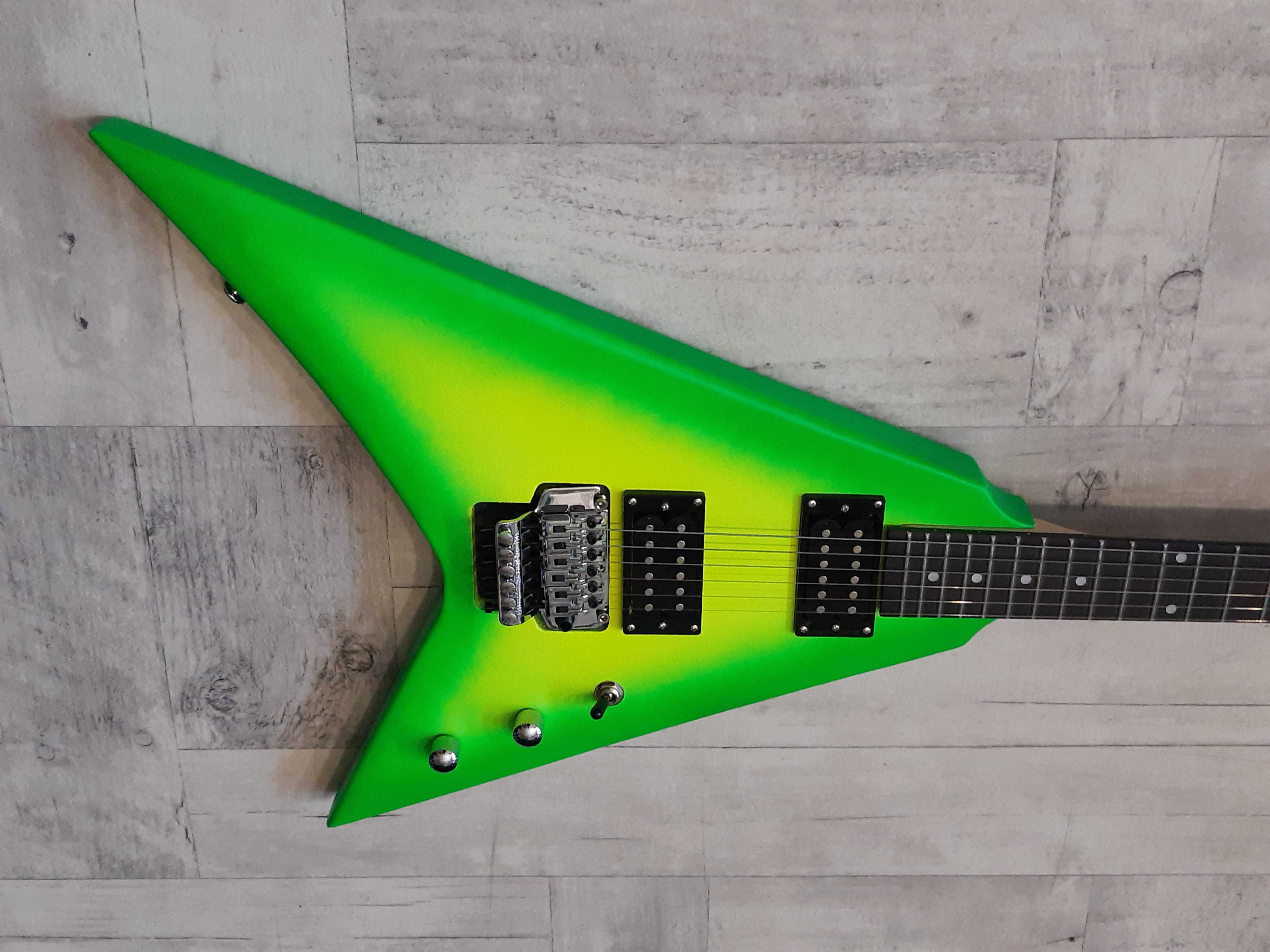 Gitara  do Metalu V-ka -yellow-green neon - wysyłka Gratis lub zamiana