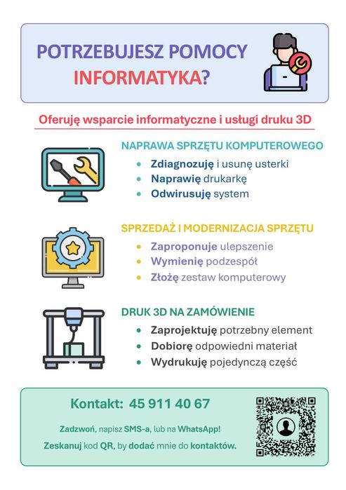 Informatyk - Naprawa Komputera i Laptopa, Serwis, Konserwacja, Druk 3D
