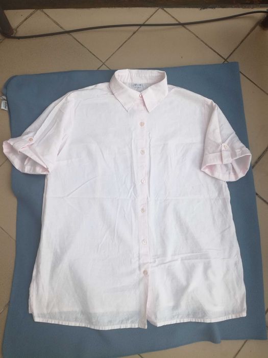 Damska koszulka z krótkim rękawem rozm. 50 len/bawełna