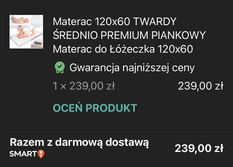 Łóżeczko dziecięce z materacem, białe, rozmiar 120x60