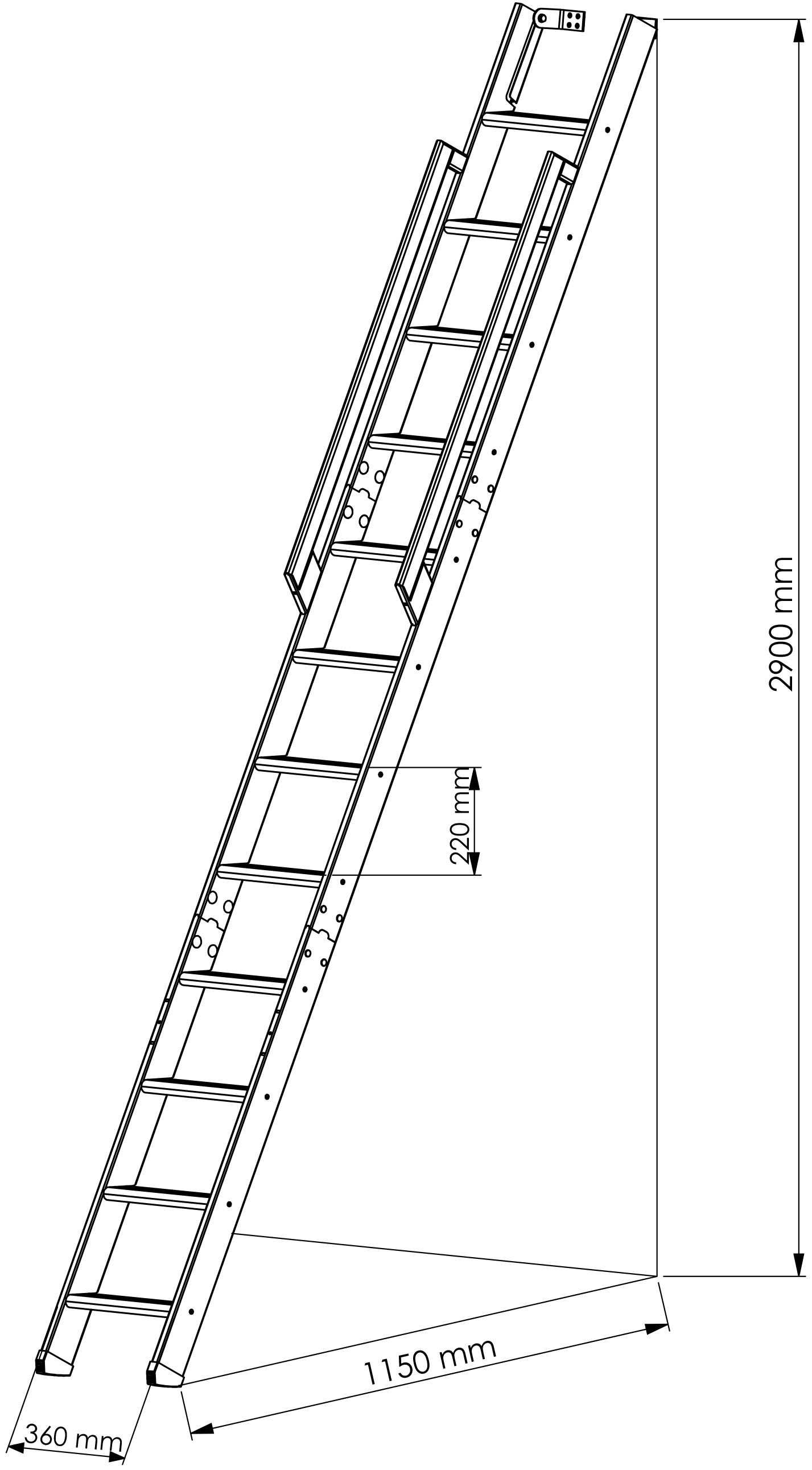 Wygodna drabinka na antresolę, Minka Strong 290 cm