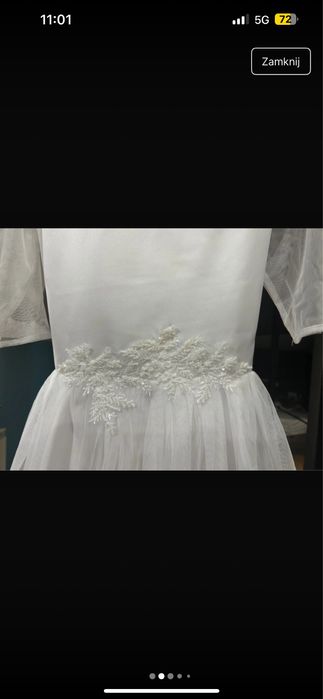 Sukienka wizytowa biała z dekoracyjnym motywem 158/164 cm BDB stan Tan