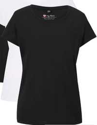 bonprix czarna bluzka t-shirt okrągły dekolt krótki rękaw 52-54