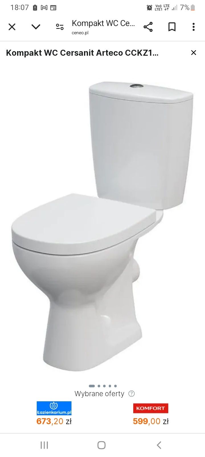 Nowy wc kompakt Arteco deska wol .Cersanit