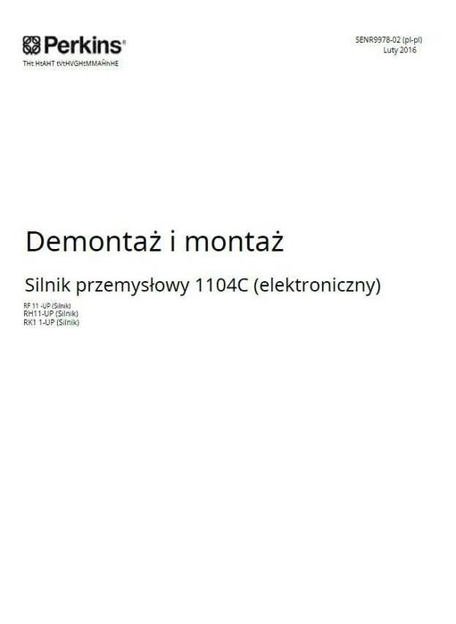Instrukcja napraw silnik Perkins 1104 C PL