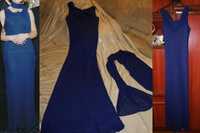 Suknia sukienka studniówka wieczorowa balow niebieska szafir M 38 40 L