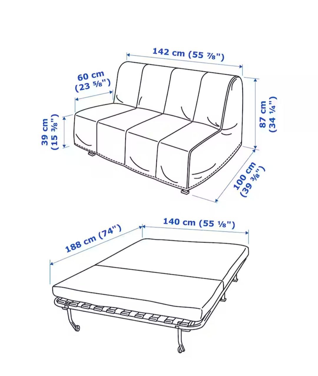 IKEA Lycksele murbo sofa rozkładana łóżko leżanka materac transport