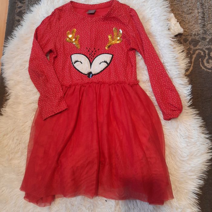 Świąteczna czerwona sukienka z tiulem Little Kids 116cm
