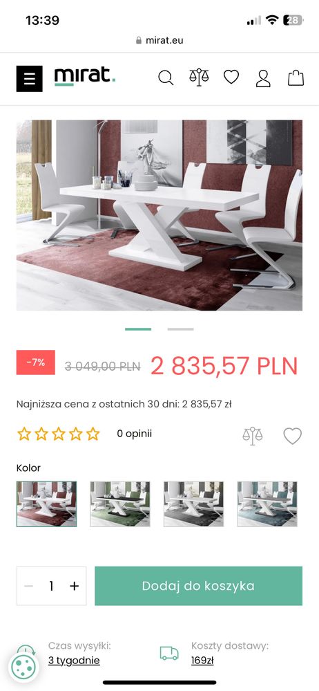 Stół rozkładany Xenon 140*80 biały mat dąb