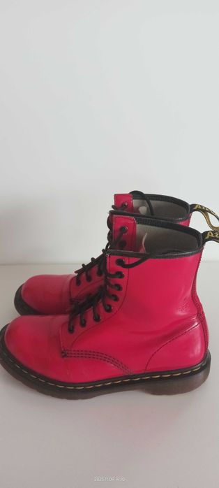 Dr. Martens 39 wysokie 1460 czerwone lakierowane