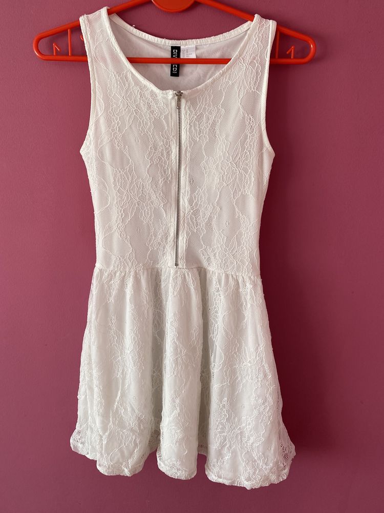Nowa biała koronkowa sukienka na ramiaczkach z zamkiem H&M XS