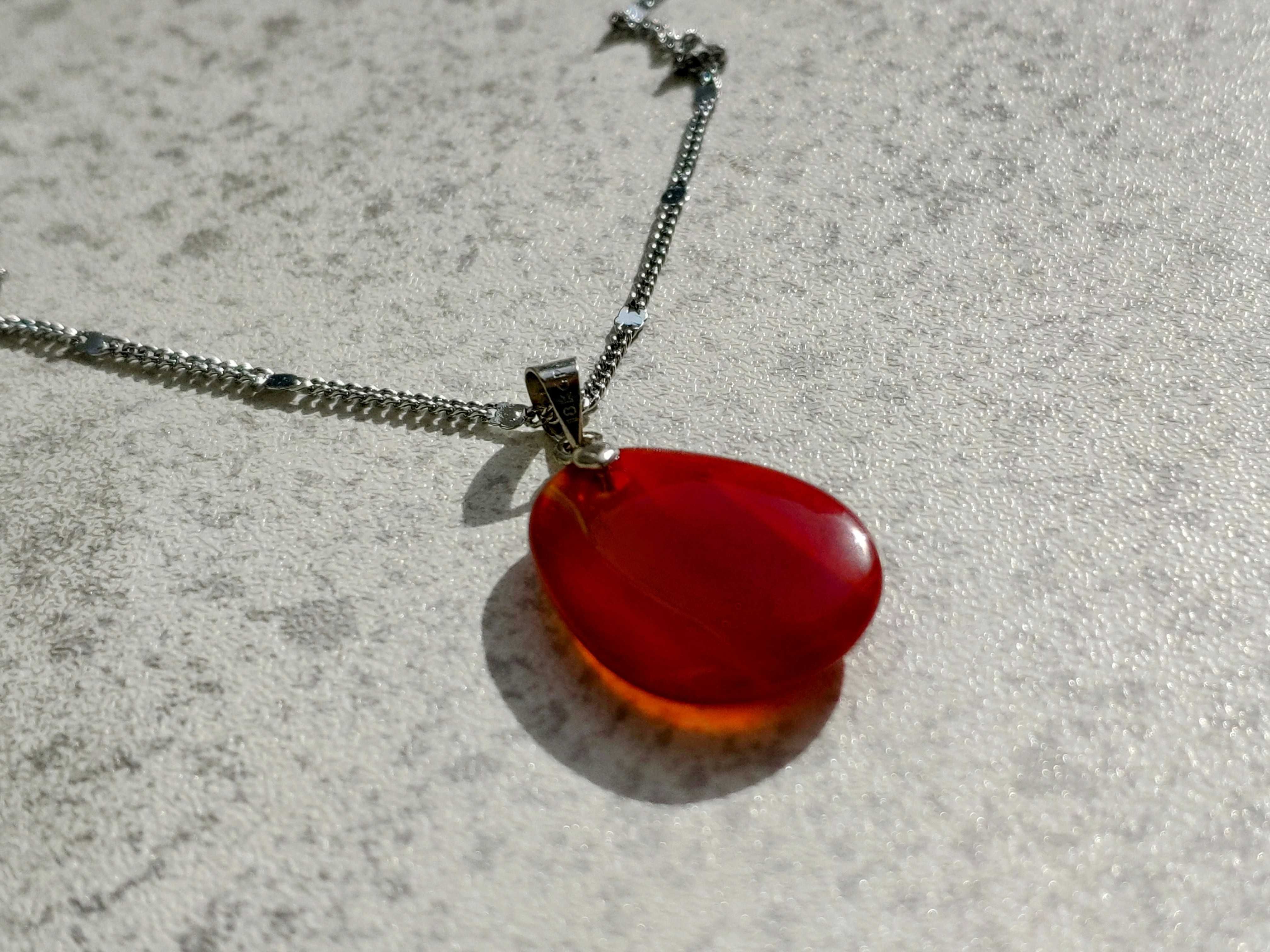 Кулон красный агат на цепочке серебро 925 пробы "Red Agate"