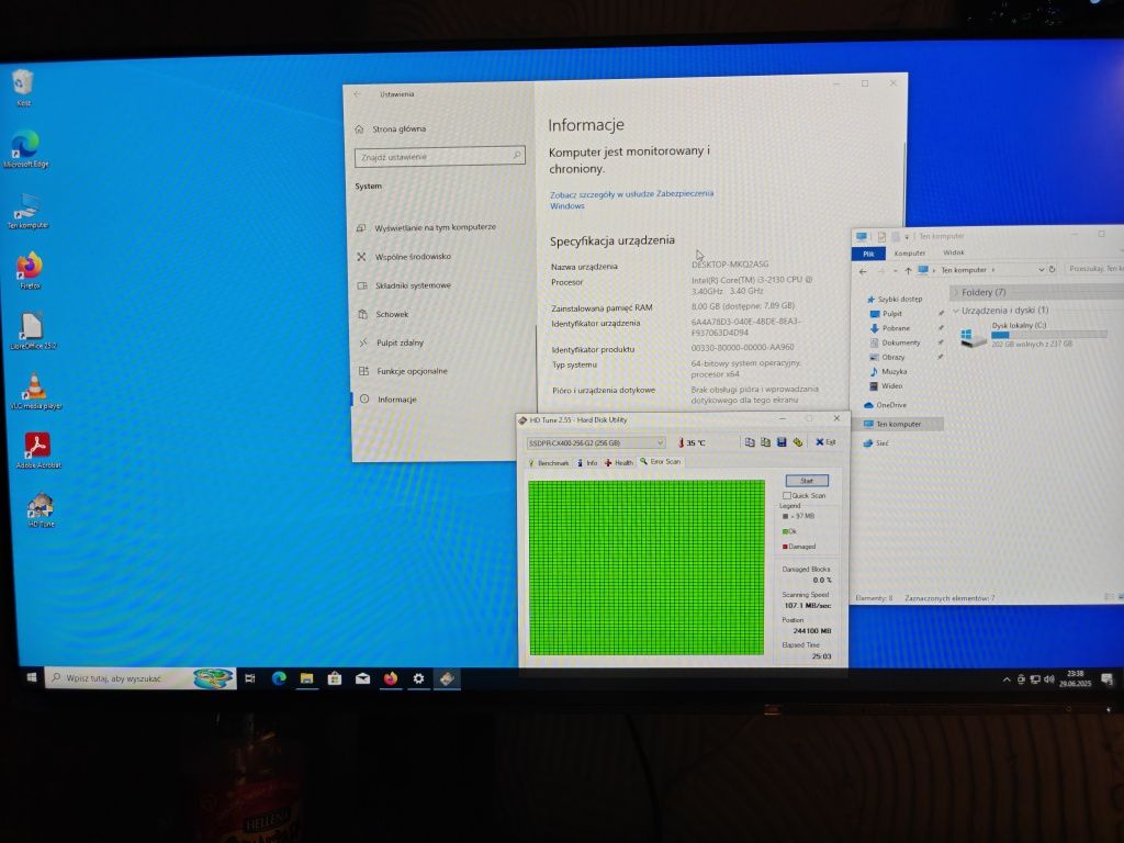Idealny komputer do internetu / win 10 /256 GB SSD / 8GB RAM / i3 2130