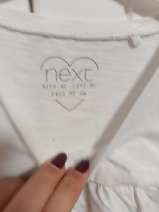 Biała bluzka Next r. 122 (6-7 lat) bawełna organiczna