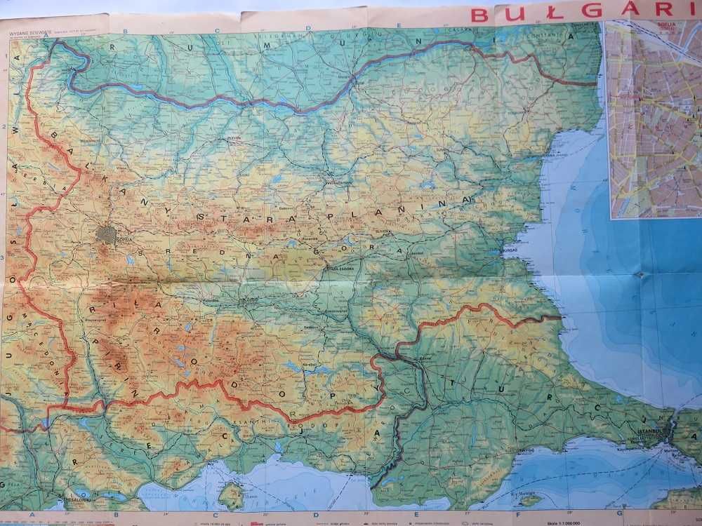 Bułgaria. Mapa przeglądowa Europy (1988 r.)