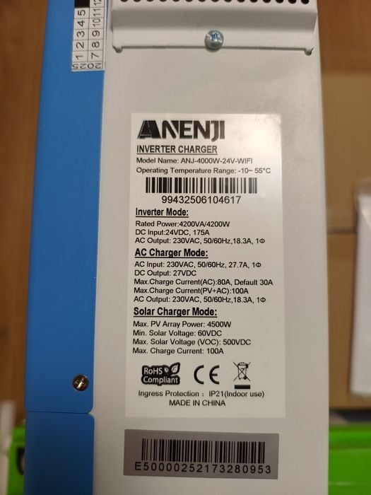 Комплект резервного живлення Anenji 24v 4.2kWt 100Ah 2.52kWt/h АВР gey