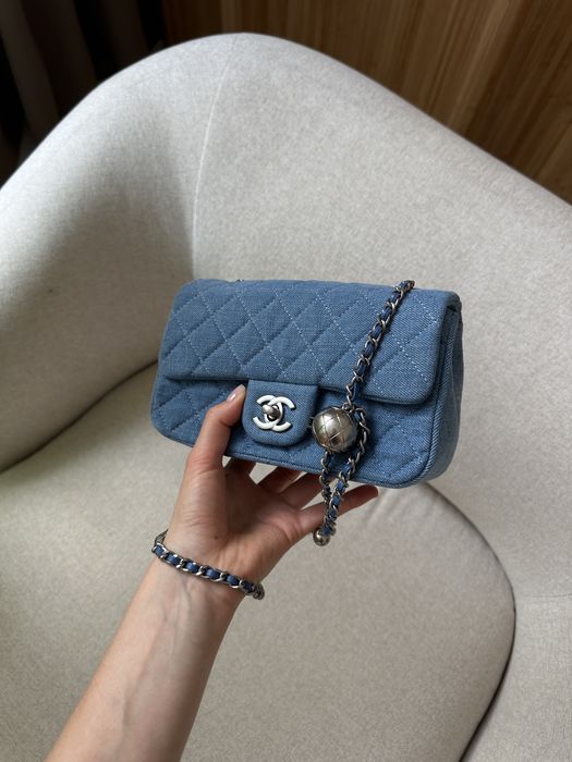 Сумка Chanel Classic 1.55 Small Single Flap Denim/Silver