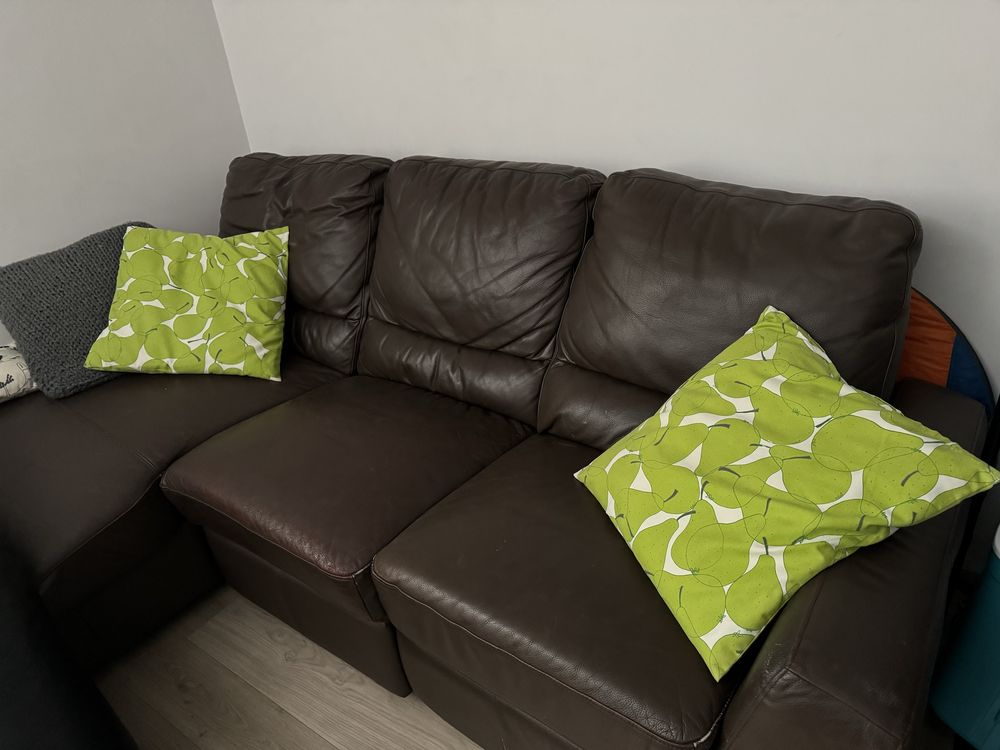 Skóra nat., naroznik, brąz, kanapa, sofa, funkcja rekax