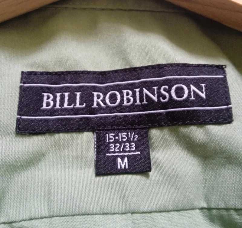 Jasna zieleń mieta koszula męska M Bill Robinson gładka