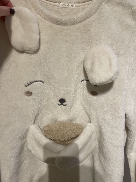 bluza z misiem miś kremowa oysho