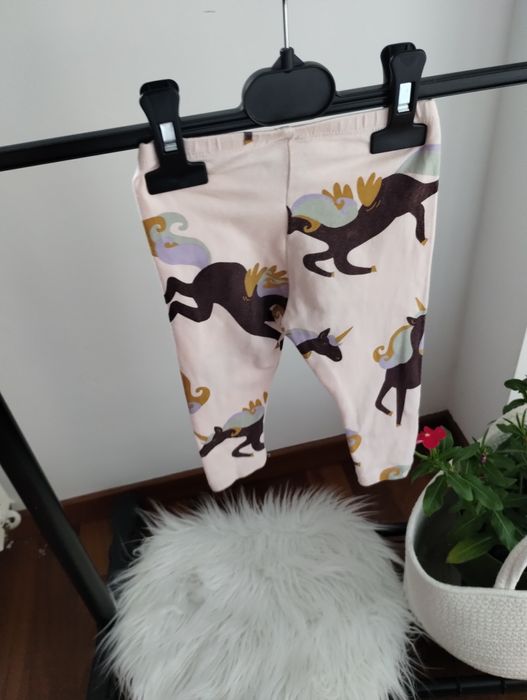 Dzianinowe różowe legginsy w jednorożce Limited Edition r. 74 cm
