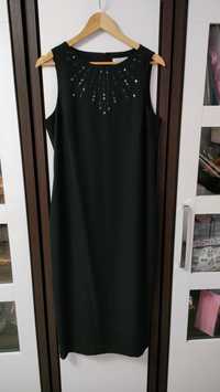 Długa czarna cekinowa sukienka XL