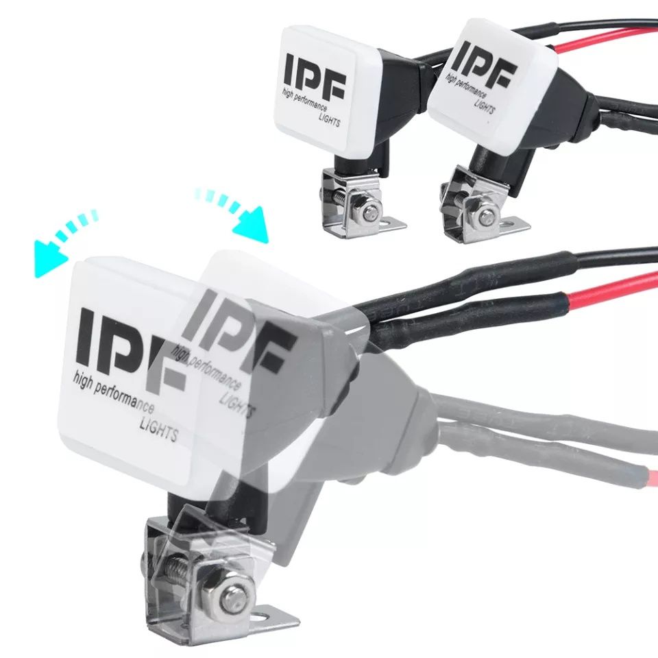 2 prostokątne halogeny reflektory LED IPF regulowane uchwyty 4,8-7,4V