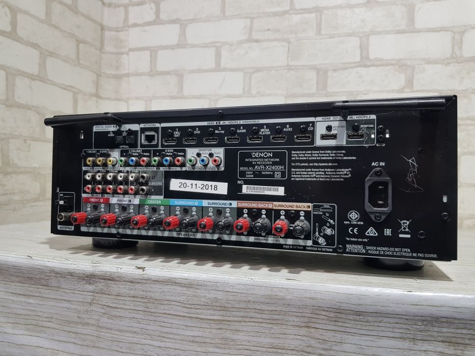 7.2 AV ресивер DENON AVR X2400, *7x105 Вт, HDMI, USB, Wi-Fi, Bluetooth