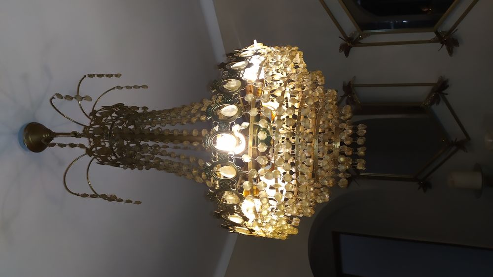 Candeeiro Lustre em saco "castelinhos" dourado